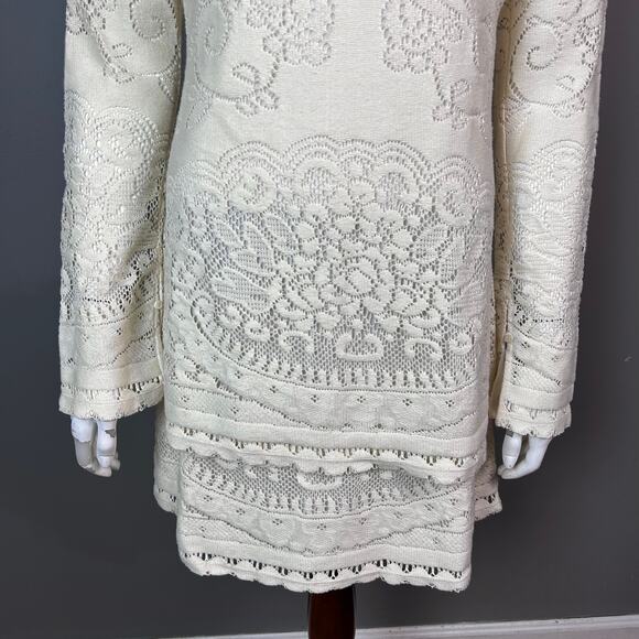 See By Chloe Dress size 8 FR 42 lace long sleeve Victorian sweater tiered - Picture 11 of 15
